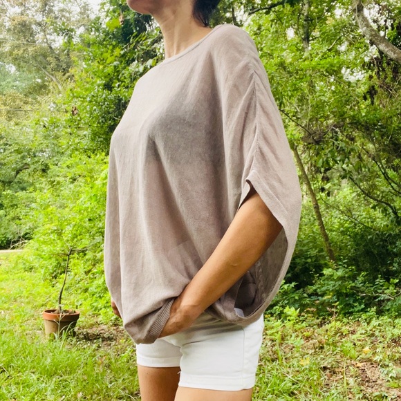 Joie Linen Silk Blend Oversized Blouse Size XS Tan Brown Mushroom Taupe - Picture 4 of 10